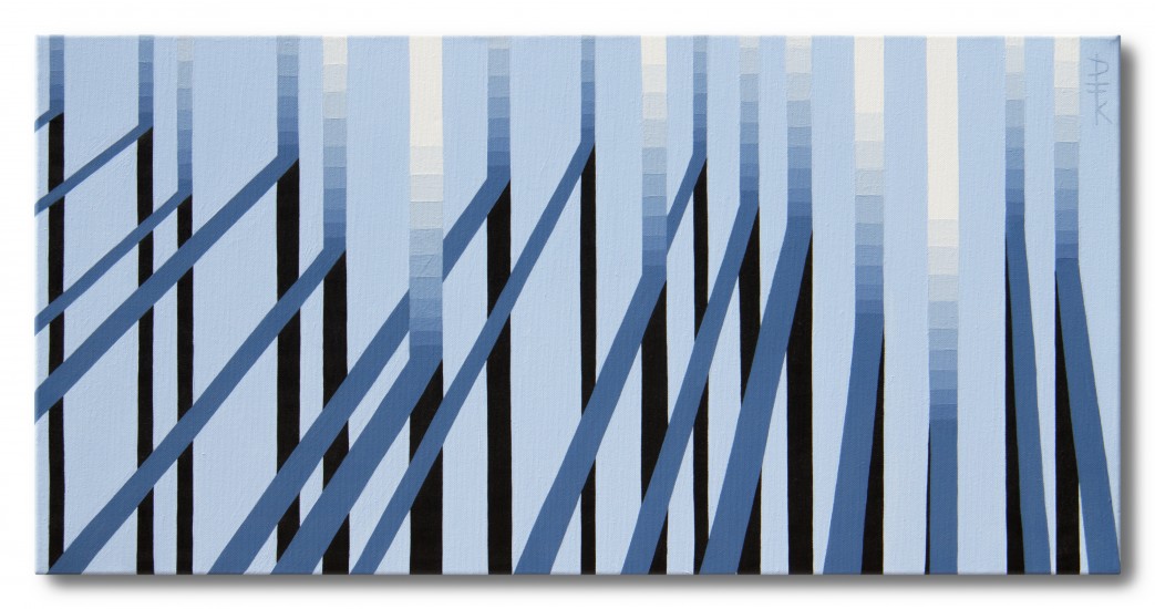 "Shadow play 3" - cool, fresh, winter op art painting